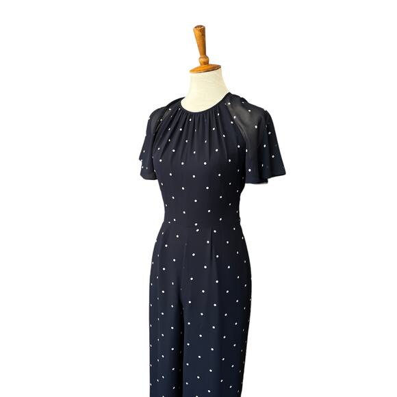 Hobbs London Navy and White Polka Dot Sarah Spot Jumpsuit Size US 4 - Picture 4 of 6